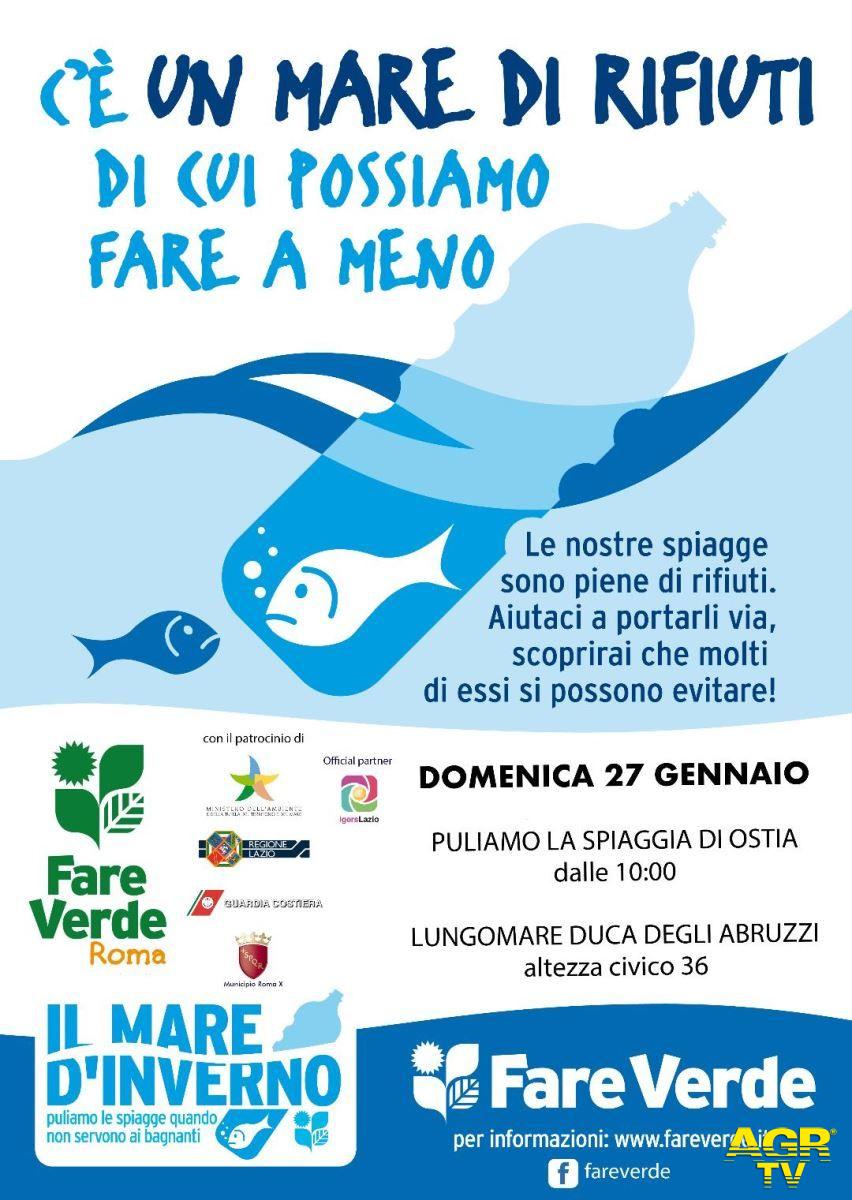Ostia, mare d'inverno, domenica pulizia della spiaggia