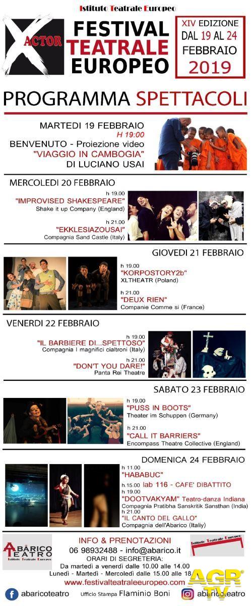 Roma, XIV edizione del Festival Teatrale Europeo