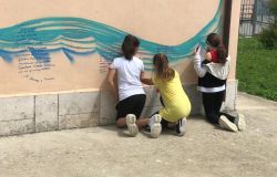 Palidoro, murales...di Moby Dick sulle mura della scuola elementare