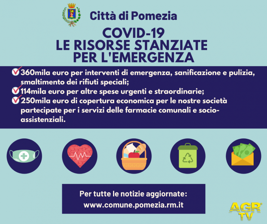 Pomezia istituisce due fondi per l’emergenza Covid-19: stanziati oltre 700mila euro. Stop pagamento tributi e servizi locali