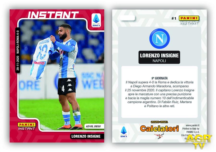 Panini Instant, Lorenzo Insigne e l'omaggio a Maradona Panini Instant, Lorenzo Insigne e l'omaggio a Maradona