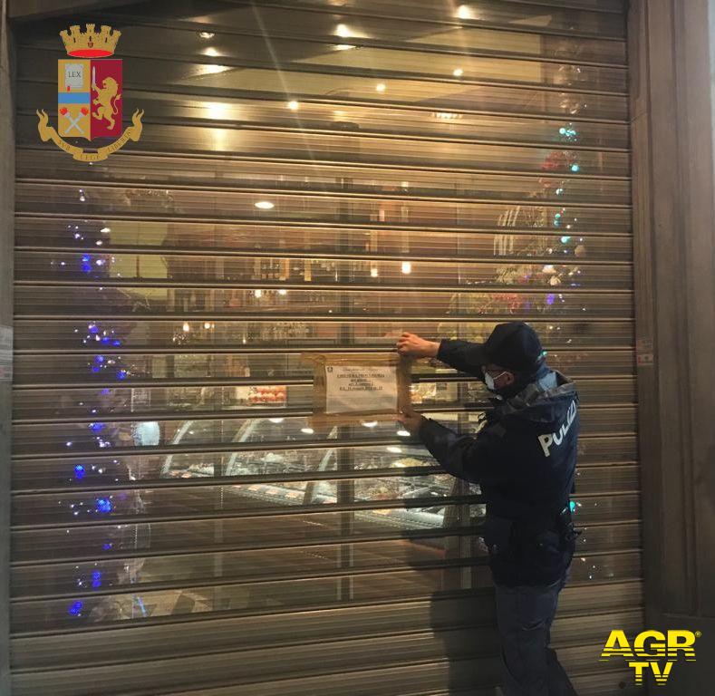 Roma, Polizia di Stato, controlli anti Covid, dispostata chiusura di un bar