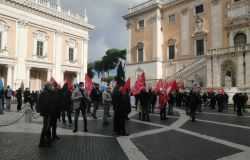 Protesta in Campidoglio dei lavoratori delle municipalizzate