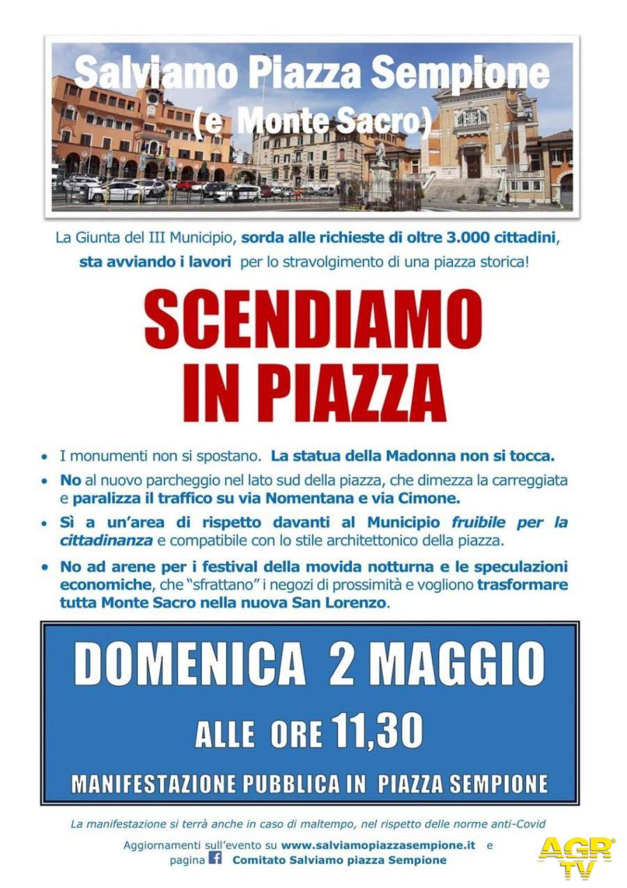 2 maggio cittadini in piazza per difendere la Madonnina di Sempione