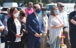 Ostia, ai festeggiamenti per Sant'Agostino, con Davide Bordoni e Monica Picca, il candidato sindaco per il centrodestra Enrico Michetti