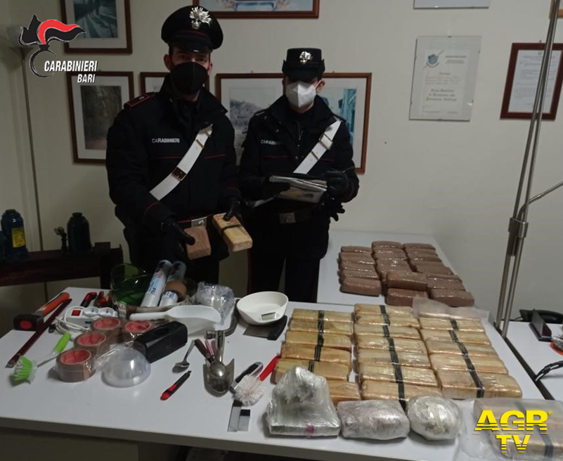 carabinieri droga sequestrata a Mola di Bari