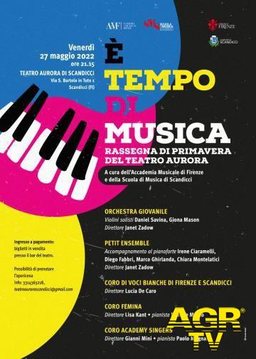 Comune di Scandicci “E' tempo di musica”: il 27 maggio al Teatro Aurora di Scandicci lo spettacolo dell’Accademia Musicale