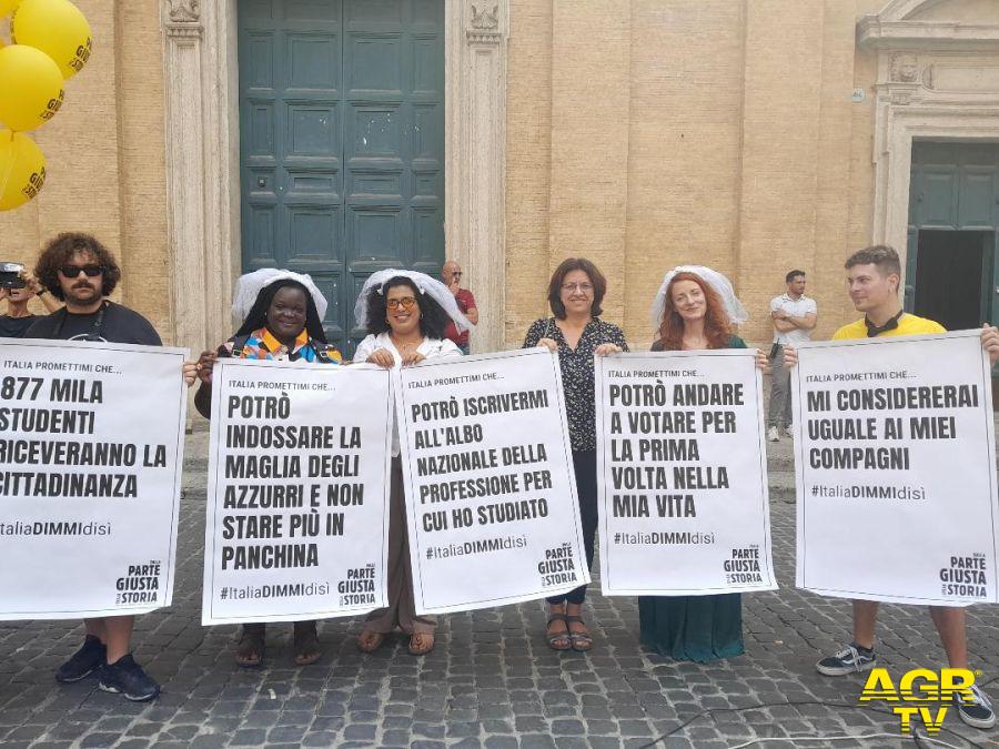 protesta per ius scholae e cittadinanza a Roma