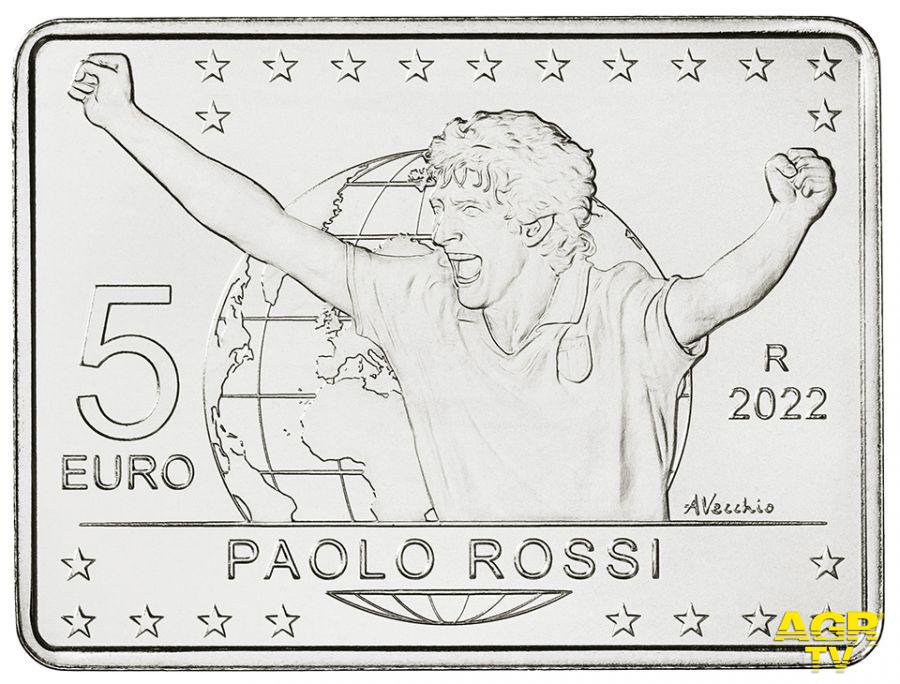 moneta da 5 euro dietro dedicata Paolo Rossi