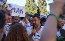Roma - Campidoglio, manifestazione gruppo Lega - Matteo Salvini