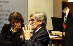 Stefano e Serena Andreotti nel corso della Conferenza stampa