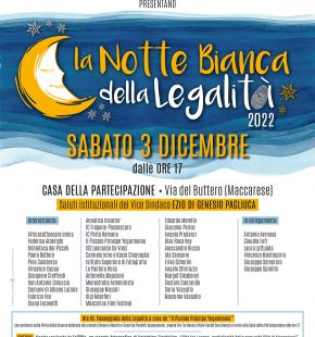 Maccarese, sabato 3 dicembre la quinta edizione della Notte Bianca della Legalità