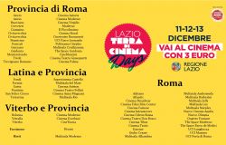 Regione Lazio, tutti al cinema dall'11 al 13 dicembre a soli 3 euro