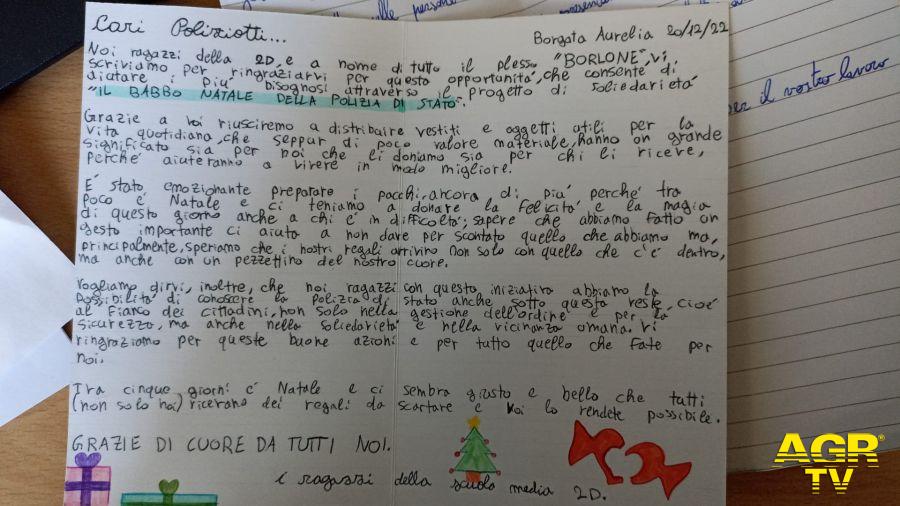 Lettera di Natale scritta dai bambini ai poliziotti