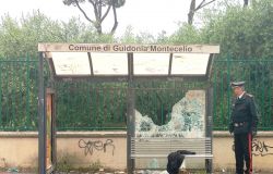 Tivoli, due minorenni denunciati dai carabinieri i danni alla pensilina della fermata