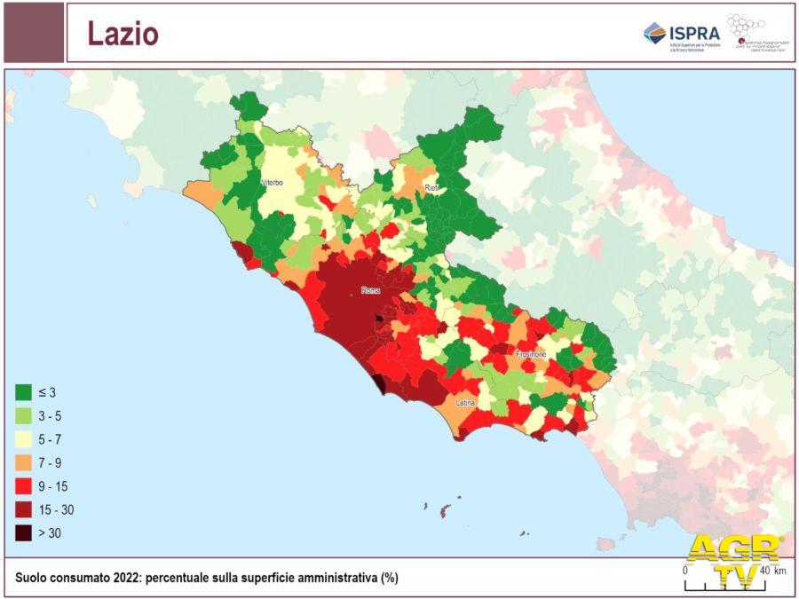 Cartina consumo suolo Lazio