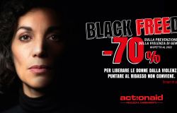 25 novembre, Actionaid lancia Black Friday con Claudia Gerini, denuncia: sconto del 70%.... sui fondi antiviolenza