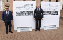 Presentazione nuova paseggiata archeologica Ministro San Giuliano (a sin), il sindaco Roberto Gualtieri a destra nella foto