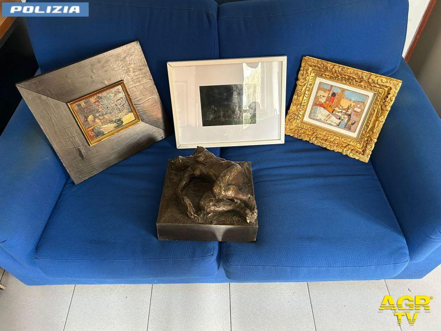 Polizia Eur i quadri e la scultura rubati