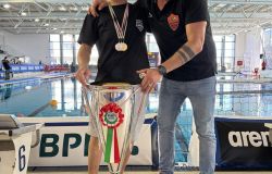 Roby Levis festeggia la Coppa Italia con il tecnico della SIS Marco Capanna