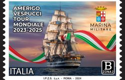 Poste Italiane comunica che è stato emesso un francobollo celebrativo dedicato al viaggio: il giro del mondo della Nave Amerigo Vespucci