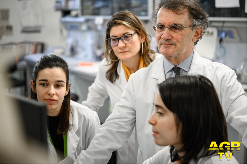 Il prof. Vincenzo Silani con alcune ricercatrici presso il Laboratorio di ricerche in Neuroscienze  del Centro Ricerche Biomediche di Auxologico a Cusano Milanino dove, tra le altre patologie neurolog