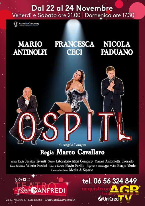 Ospiti locandina commedia in programma teatro Manfredi