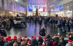 Roma Termini, concerto di Natale della Fanfara della Polizia di Stato