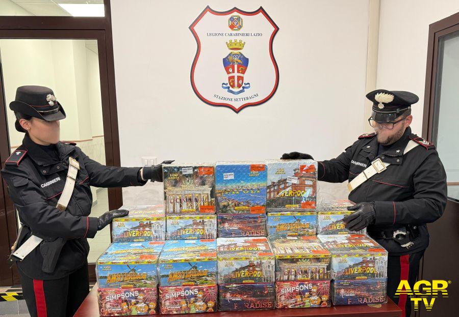 Carabinieri Cassia i fuochi artificiali sequestrati