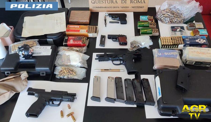 Aprilia, scoperta una Santa Barbara con pistole e munizioni, arrestato 56enne, sequestrata droga ad Anzio, due pusher in manette