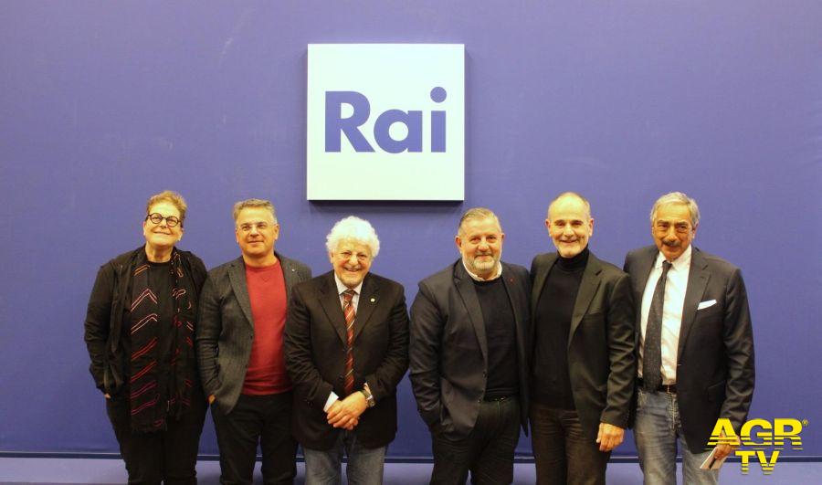 da sinistra: A. Nesi ( Adnkronos), D. Mignardi (Promopressagency), F. Casinelli (Ufficio Stampa RAI), P. Sommaruga (Caporedattore TG1 RAI), M. Bartoletti (Giornalista e conduttore tv).