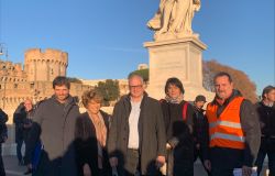 Giubileo, sopralluogo del sindaco Gualtieri per restauro Ponte S. Angelo e lungotevere