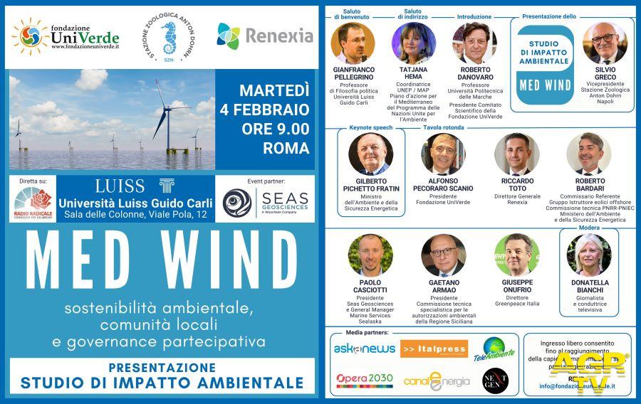 Univerde, “Med Wind: sostenibilità ambientale, comunità locali e governance partecipativa”, il 4 febbraio a Roma