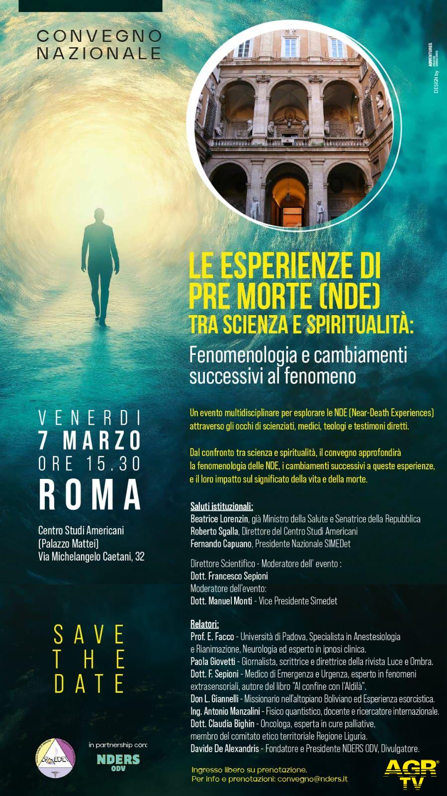 Locandina convegno;Le esperienze di pre-morte NDE trascienza e spiritualità