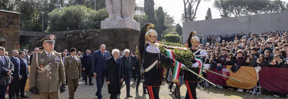 Roma, cermonia commemorativa con il presidente Mattarella dell'81° anniversario dell'eccidio delle Fosse Ardeatine