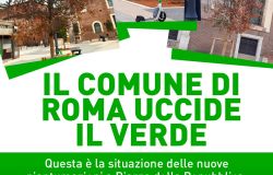 Roma, denuncia di Fare Verde, a piazza della Repubblica le nuove alberature sono già secche