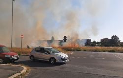 Incendio a Dragoncello: sterpaglie in fiamme tra via Ubaldini e viale Fra' Andrea di Giovanni