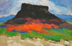 La pietra di Bismantova 100x80 - 1990 - Olio Sabbiato - Claudio Spattini