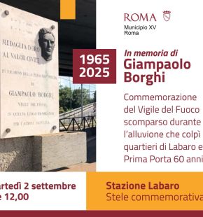 XV Municipio, domani commemorazione del vigile del fuoco Giampaolo Borghi, morto nell'alluvione di Prima Porta e Labaro