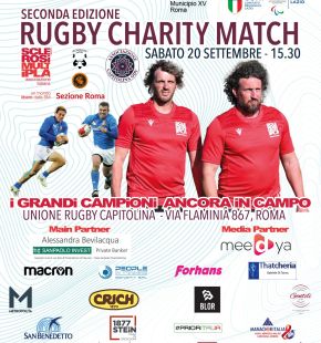 Roma,il 20 settembre la seconda edizione del Rugby Charity Match Veterans: il Terzo tempo per il Terzo settore”