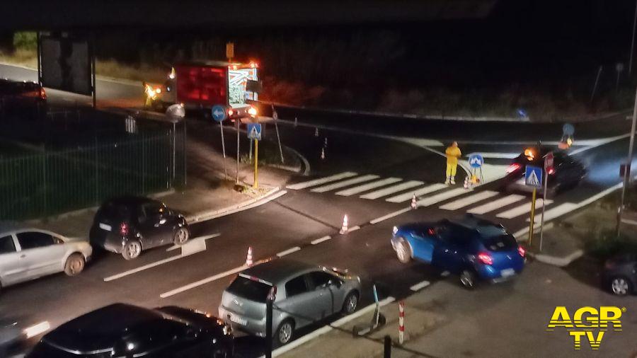 i lavori notturni su via Tancredi Chiaraluce