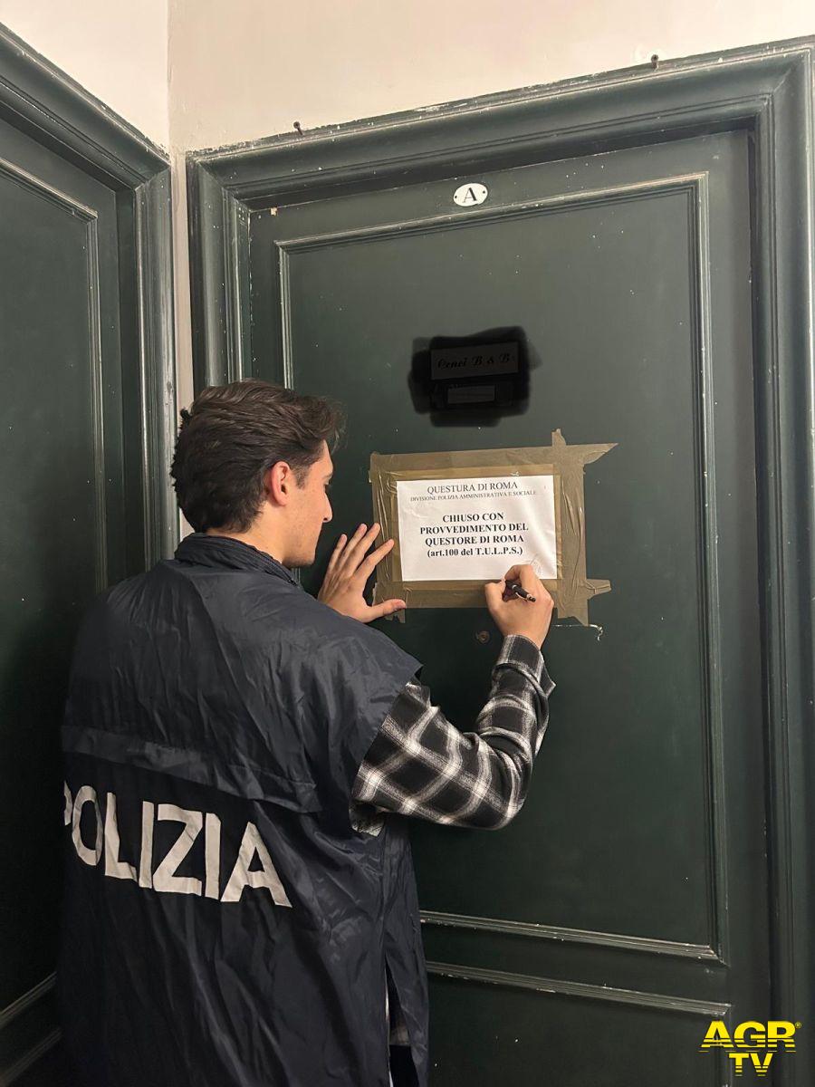 Polizia chiusura per 8 giorni struttura ricettiva Polizia chiusura per 8 giorni struttura ricettiva