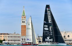 A Venezia regata con delfino in San Marco