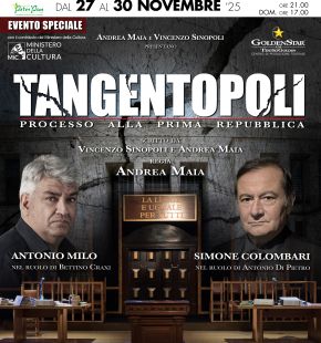 Roma, teatro Golden: Tangentopoli. Processo alla Prima Repubblica con Antonio Milo e Simone Colombari Roma, teatro Golden: Tangentopoli. Processo alla Prima Repubblica con Antonio Milo e Simone Colombari