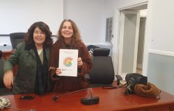 Caterina Della Valle a dx e Patrizia Ninci a sx mercati biologici di Ostia ed Axa