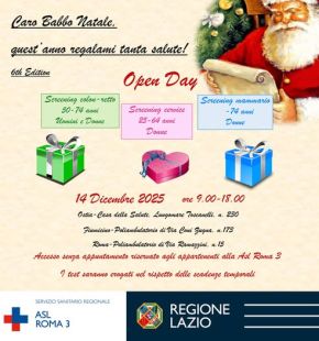 (AGR) Ostia&Fiumicino: Caro Babbo Natale, quest'anno regalami tanta salute open day il 14 dicembre (AGR) Ostia&Fiumicino: Caro Babbo Natale, quest'anno regalami tanta salute open day il 14 dicembre
