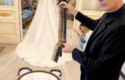 (AGR) Nuovo record di Gianni Molaro, lo stilista trasforma 1000 proiettili in un velo da sposa