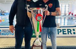Il presidente Flavio Giustolisi ed il tecnico Marco Capanna festeggiano la Coppa Italia 2025