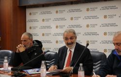 Il presidente della Regione Lazio Francesco Rocca nel corso della Conferenza Stampa