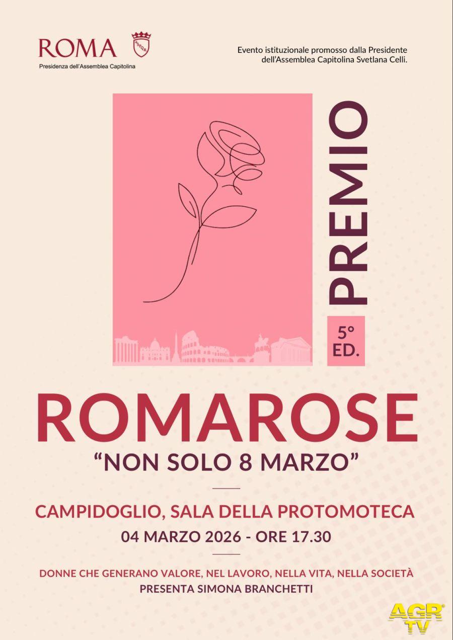 RomaRose 2026, il 4 marzo in Campidoglio: premiate le donne di Roma